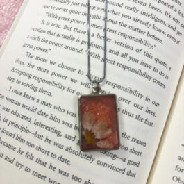 Rectangular with White Flowers Pendant