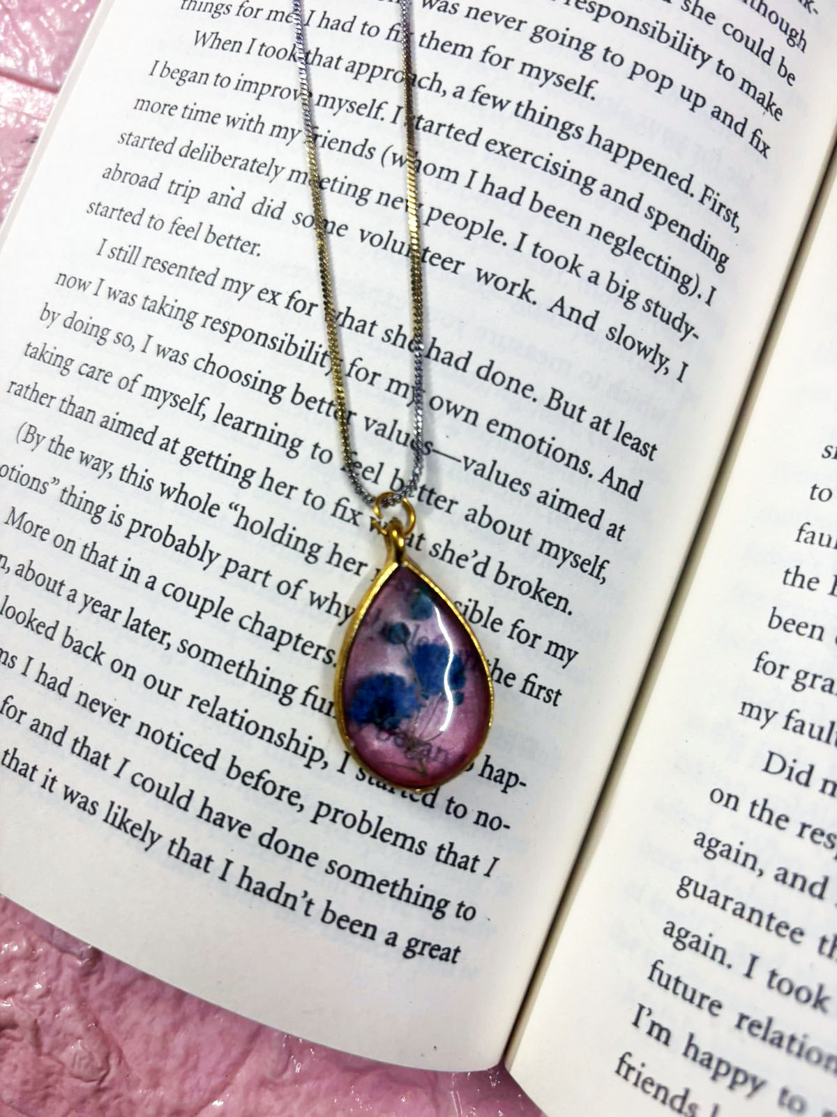 Pink & Gold Drop Pendant