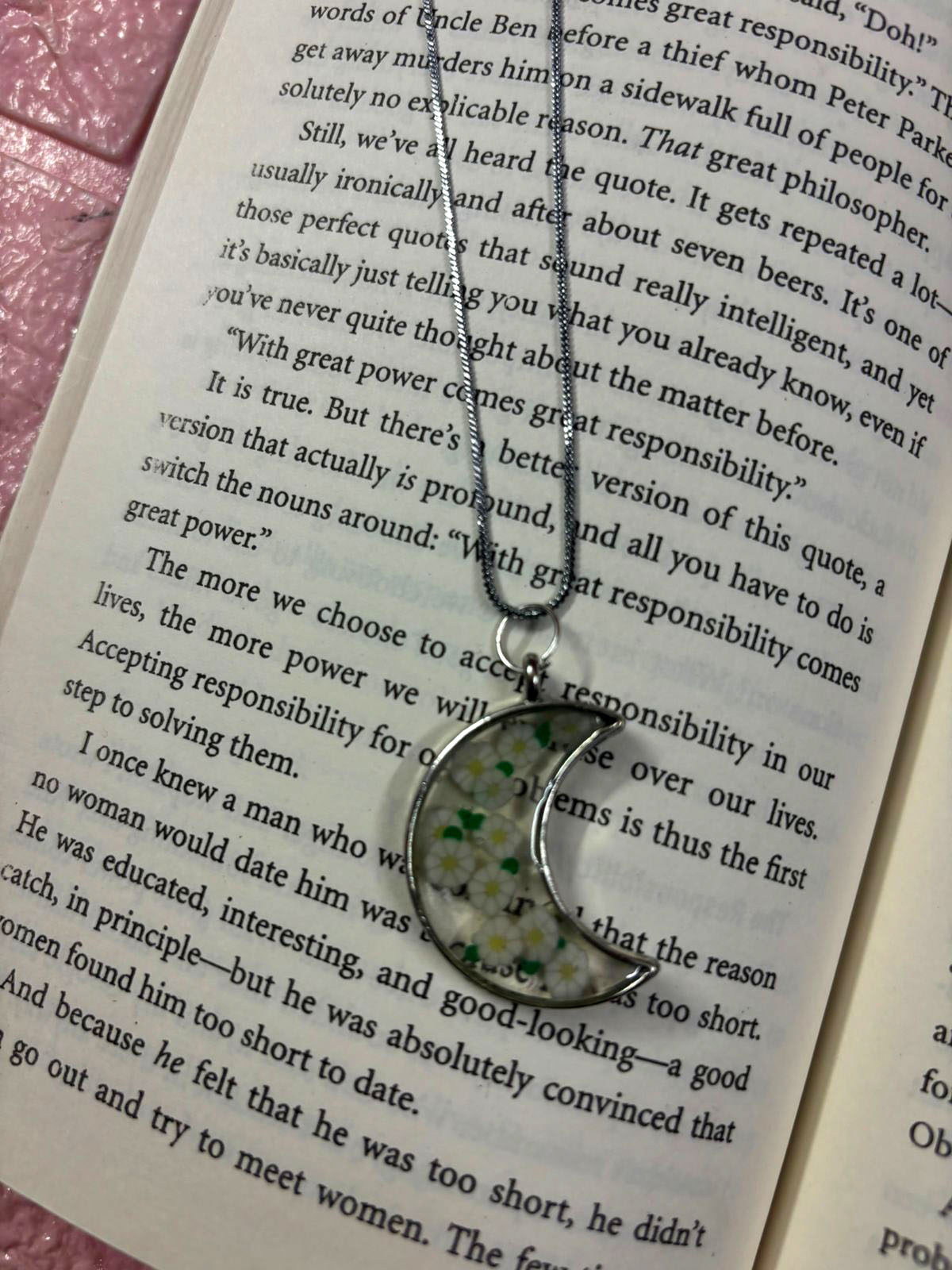 Crescent Moon Resin Pendant