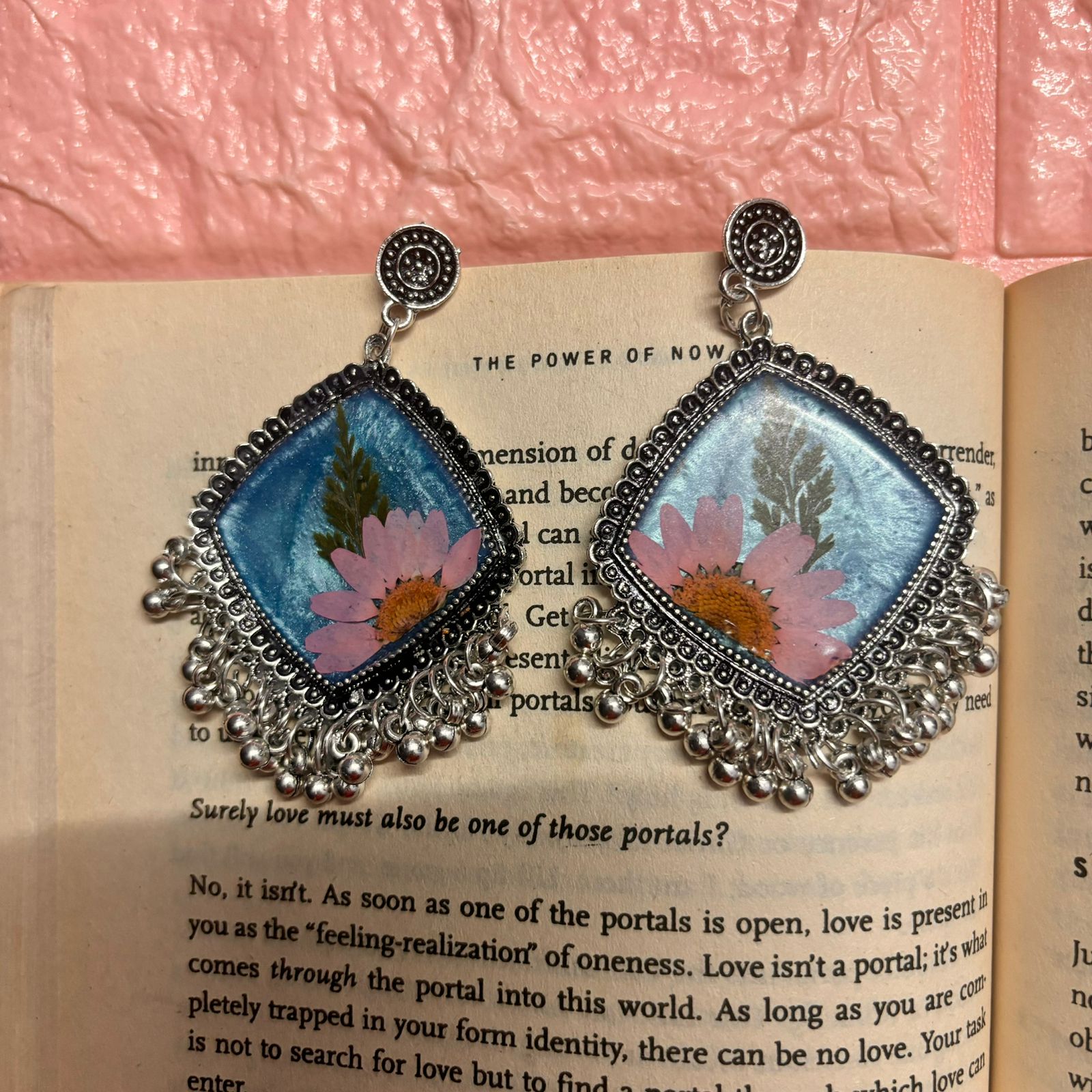 Blue and Pink Resin Earring - Image 2