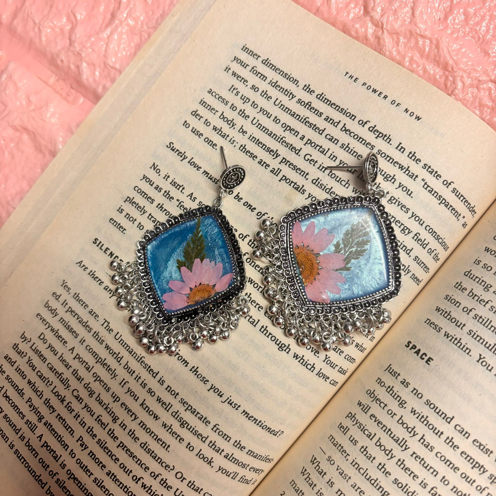 Blue and Pink Resin Earring - Image 3